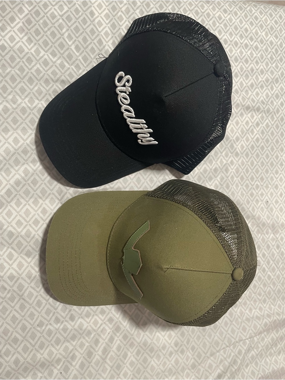 Stealthy Black Mesh Trucker Cap & Olive Green Mesh Trucker Cap - Men Accessories